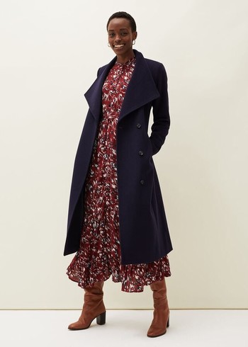 Phase Eight Thea Wool Trench Coats Navy USA | 0247693-TE